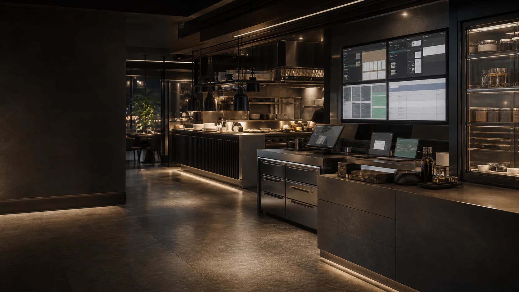 Contextual restaurant operations environment with integrated digital surfaces