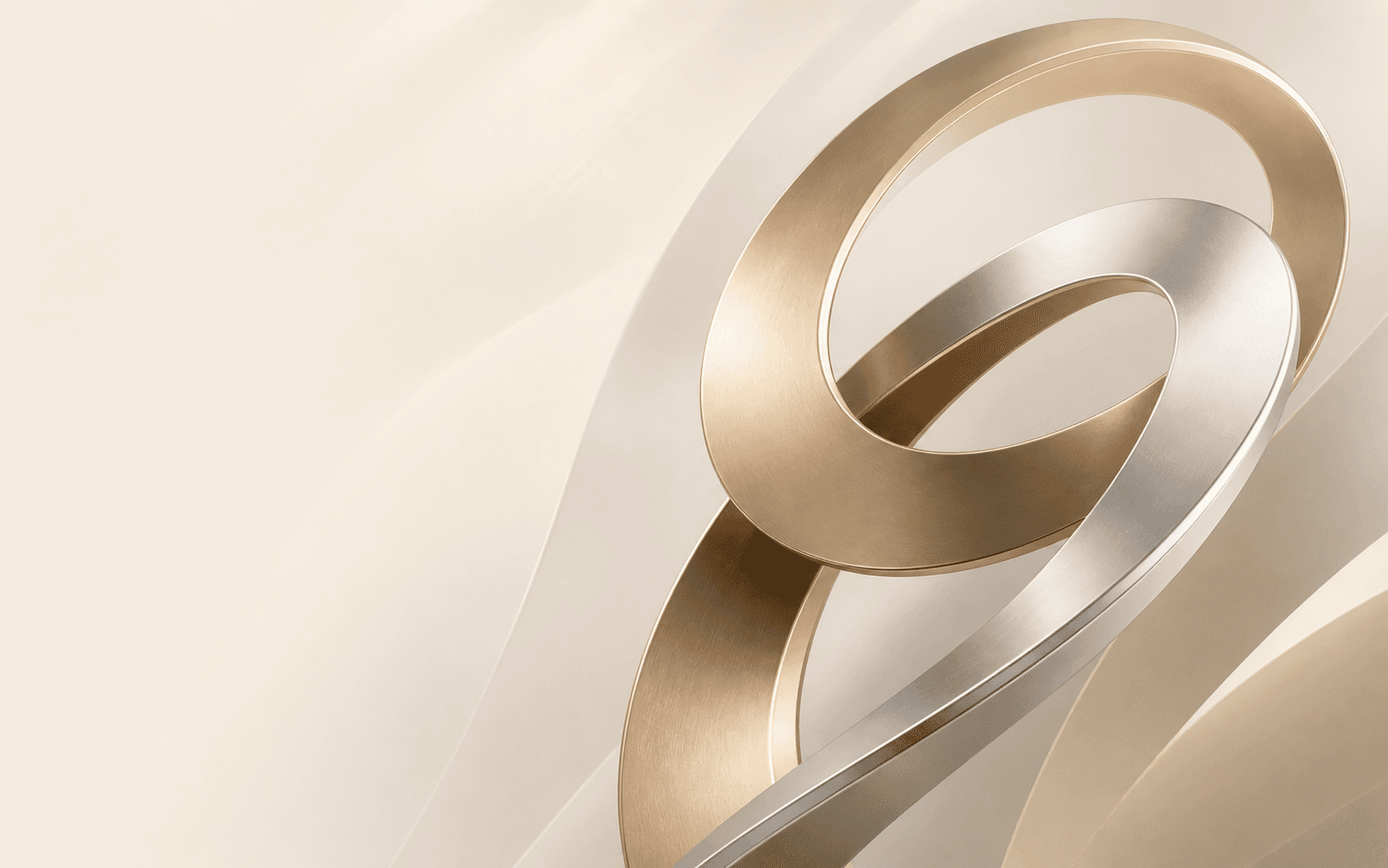 SAAFORGE interlocking ribbon form in an ivory architectural scene